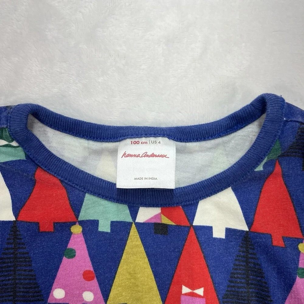 Hanna Andersson A-Line Dress Toddler Girls 4 Christmas Tree Colorful Pockets